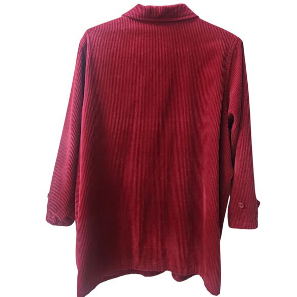 Willow Lane Red Corduroy Shacket Size 1X - Picture 2 of 13